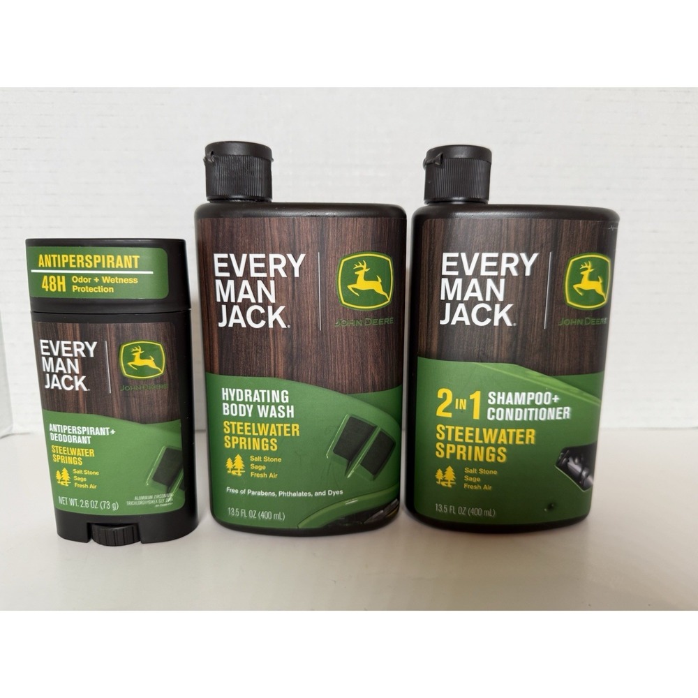 New Every Man Jack John Deere Limited Edition Steelwater Springs 3 Piece Set